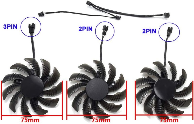 inRobert PLD08010S12H 75mm 3pin Video Card Fan Replacement for Gigabyte GEFORCE GTX 970 Cooling Fan - Image 1