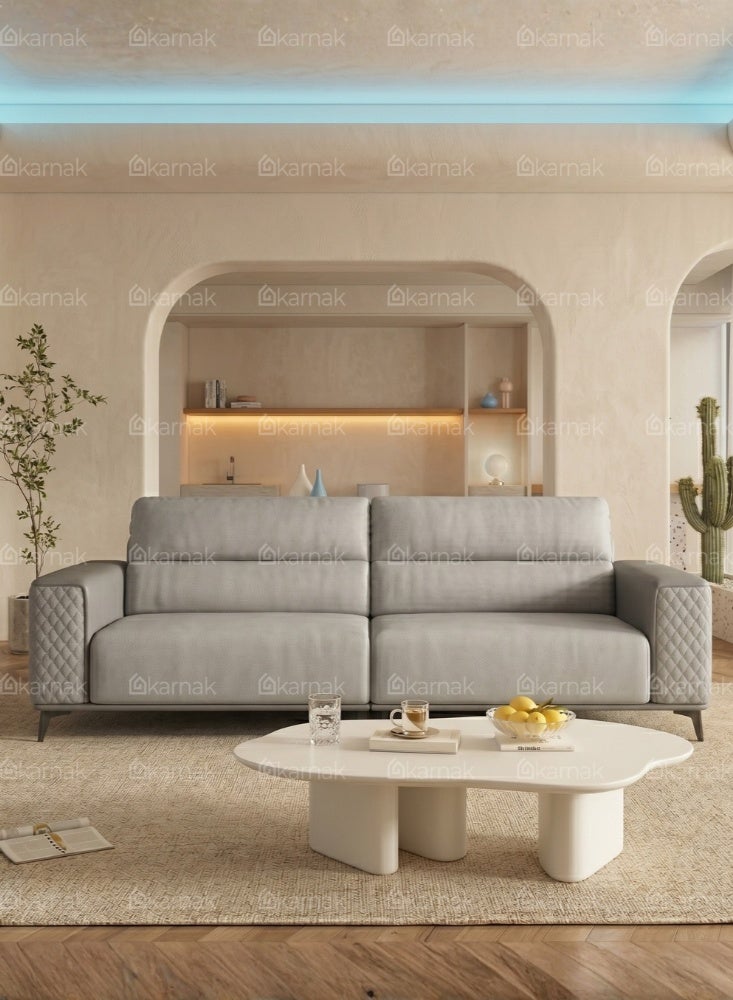 Karnak Abdiel Modern 3-Seater Sofa | Leather Tufted Couch | Grey Comfortable Armrest Sofa Set for Living Room Apartment, Villas Furniture - Image 3