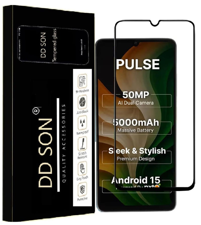 DD SON Tempered Glass Screen Protector Compatible for AI+ Pulse (Black) with Edge to Edge Coverage and Easy Installation kit,Black - Image 1