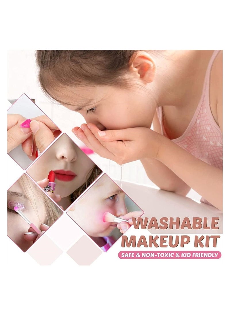 DMG TECH Kids Makeup Kit, Girls Makeup Kit, Non Toxic and Washable Pretend Cosmetic Kits, with Makeup Bag Makeup Girl Toys, Includes Everything Your Princess Needs to Play Dress Up, for 3-12 Years Children  - Image 2