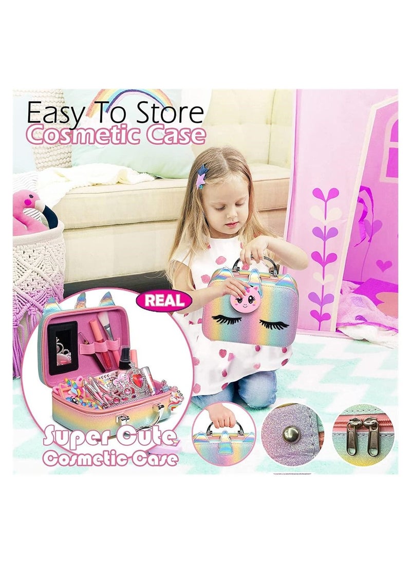 DMG TECH Kids Makeup Kit, Girls Makeup Kit, Non Toxic and Washable Pretend Cosmetic Kits, with Makeup Bag Makeup Girl Toys, Includes Everything Your Princess Needs to Play Dress Up, for 3-12 Years Children  - Image 3