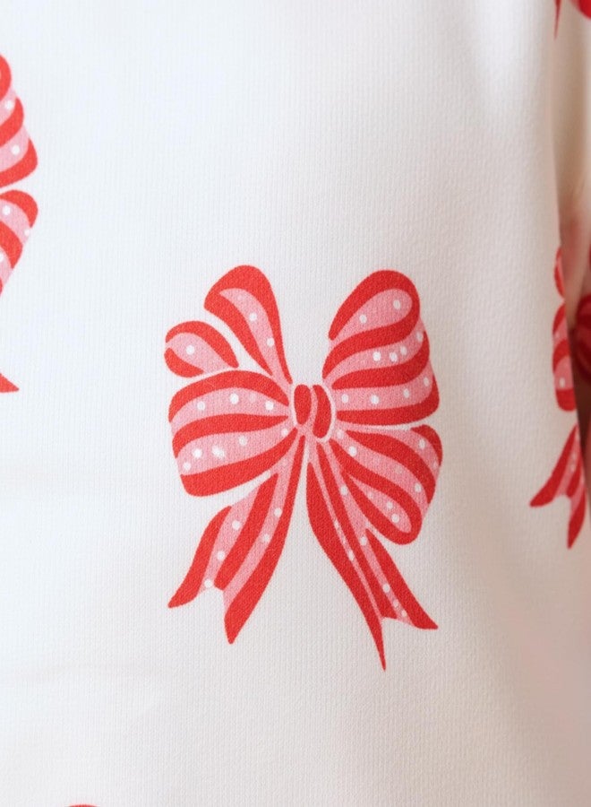 انثريلو طقم رياضي وكنزة صوفية سوداء للبنات من أنثريلو، مزين بفيونكة وردية - أبيض/أسود | 5-6 سنوات - Image 5