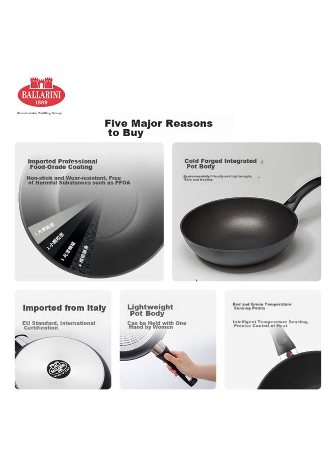 Ballarini Non-stick Wok, Imported Stir-fry Pan, Chinese Cooking Pan, Specially Designed For Gas Stoves, 28cm, Leiyato Series - Image 1