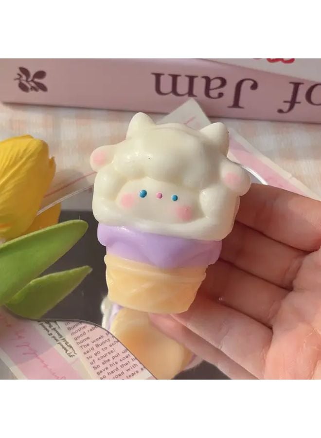 Purple Ice Cream Cone Sheep Toy Slow Rebound TPR Kawaii Sensory Squeeze Gift - Image 1