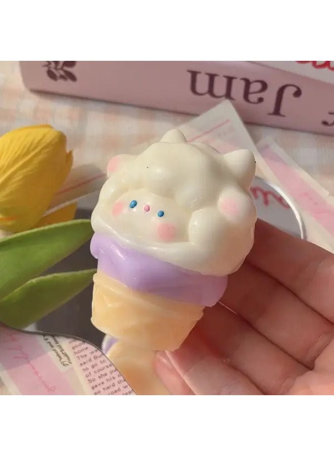 Purple Ice Cream Cone Sheep Toy Slow Rebound TPR Kawaii Sensory Squeeze Gift - Image 4