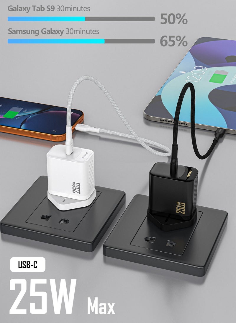 دوداو شاحن PD 25W GaN فائق السرعة مع كابل USB C، شاحن حائط USB C سريع الشحن، محول طاقة مع حماية أمان من 9 طبقات، تحكم في درجة الحرارة المنخفضة والسخونة الزائدة، الهواتف، أجهزة iPad، أجهزة الكمبيوتر المحمولة، والمزيد - Image 4