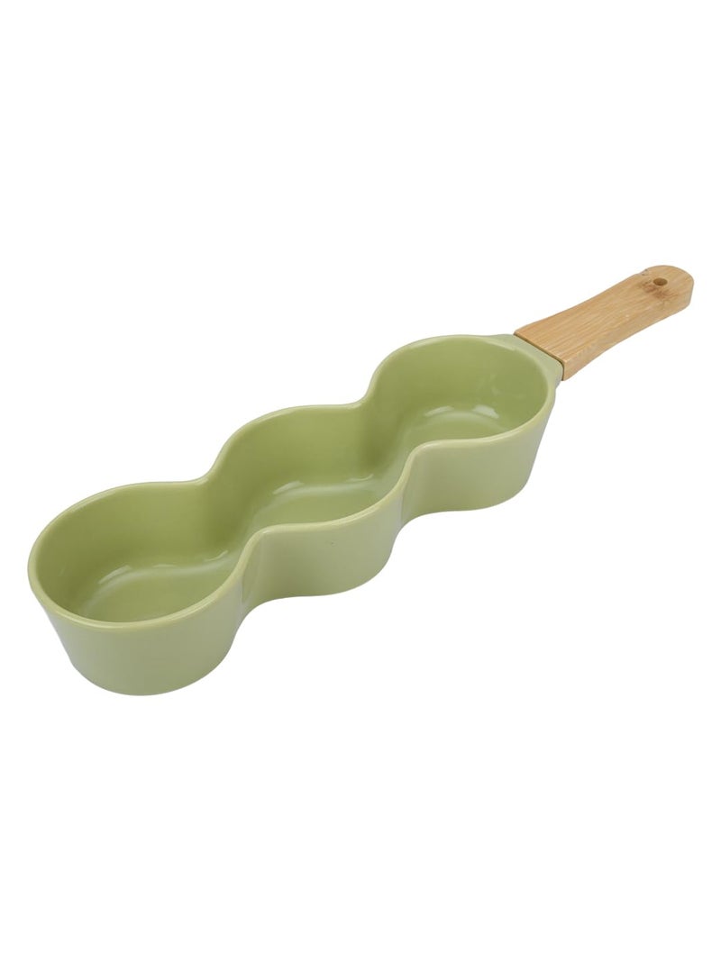 NARRADORA Luscious Snack Dish 38 cm Green 1 pc Serving Platter Divided Trays Ideal for Serving Dry Fruits, Candies, Snack, Dumpling with Sauce Holder, Partition Serving Platter Tray - Image 4