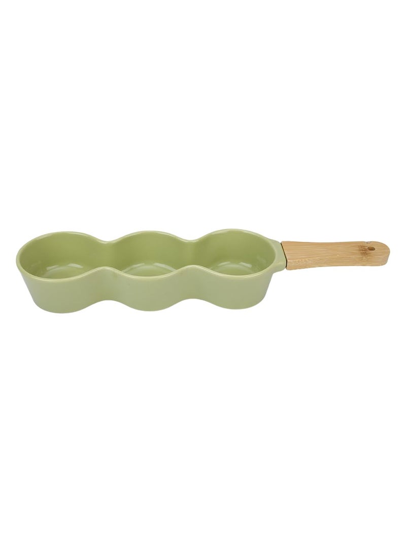 NARRADORA Luscious Snack Dish 38 cm Green 1 pc Serving Platter Divided Trays Ideal for Serving Dry Fruits, Candies, Snack, Dumpling with Sauce Holder, Partition Serving Platter Tray - Image 2