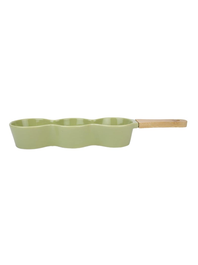 NARRADORA Luscious Snack Dish 38 cm Green 1 pc Serving Platter Divided Trays Ideal for Serving Dry Fruits, Candies, Snack, Dumpling with Sauce Holder, Partition Serving Platter Tray - Image 3