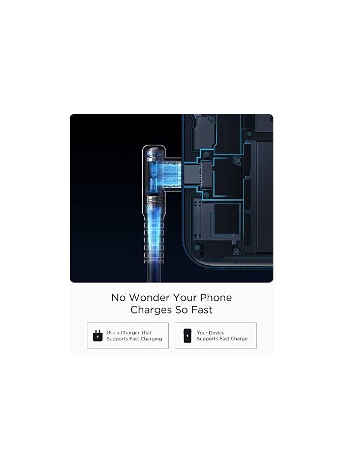 اينوب شاحن كابل AINOPE USB C، [2 حزمة، 6.6 قدم] 3.1A USB C شاحن سريع كابل من النوع C الزاوية اليمنى، كابل USB إلى USB C متين من النايلون المضفر يناسب شاحن Samsung Galaxy S10 S9 Plus S21، Note 10 9 A51، LG - Image 4