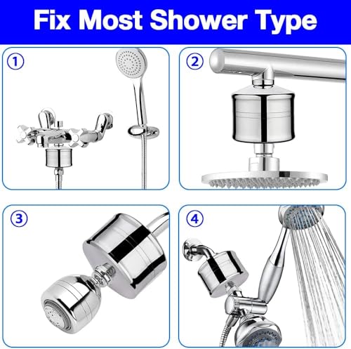 AMORIX Matte Black Showerhead Filter - 15 Stage Shower Filter for Hard Water, Reduces Chlorine, Softens Water, Prevents Dry Skin - Image 4