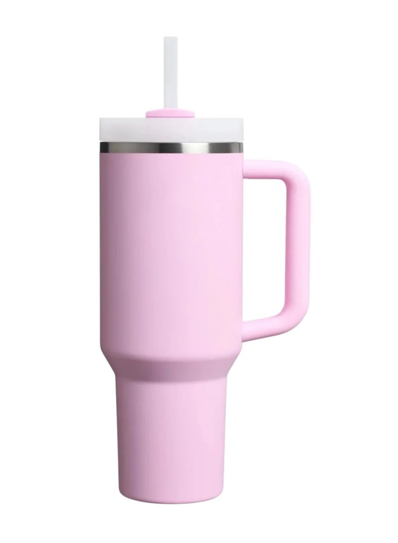 دوسالا كوب معزول مفرغ من الهواء من الفولاذ المقاوم للصدأ مع غطاء وقشة للماء والشاي المثلج أو القهوة والعصائر وغيرها، سعة 40 أونصة - Image 1