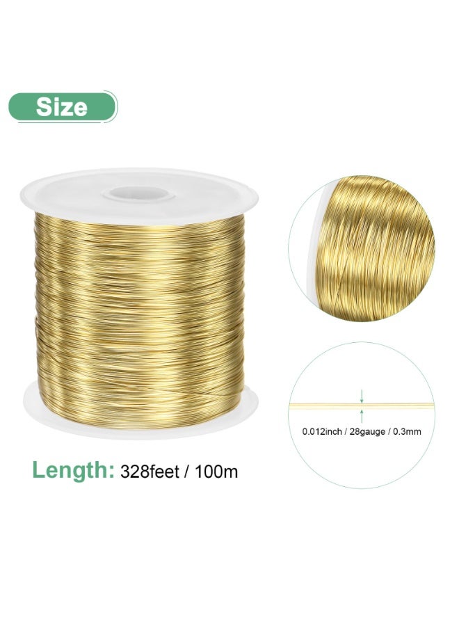 SUNSAR 0.3mm Jewelry Wire, 28 Gauge 328FT Craft Wire Copper Beading Wire for Jewelry Making/Planting/Weaving/DIY Crafting, Soft Metal Wires [100M, Gold] - Image 4