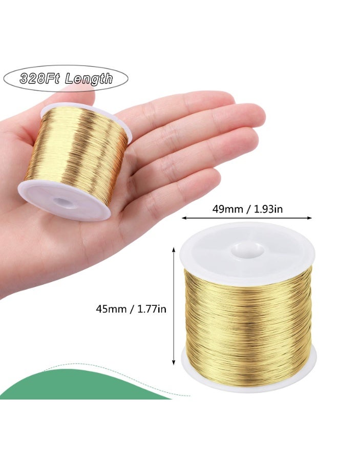 SUNSAR 0.3mm Jewelry Wire, 28 Gauge 328FT Craft Wire Copper Beading Wire for Jewelry Making/Planting/Weaving/DIY Crafting, Soft Metal Wires [100M, Gold] - Image 2