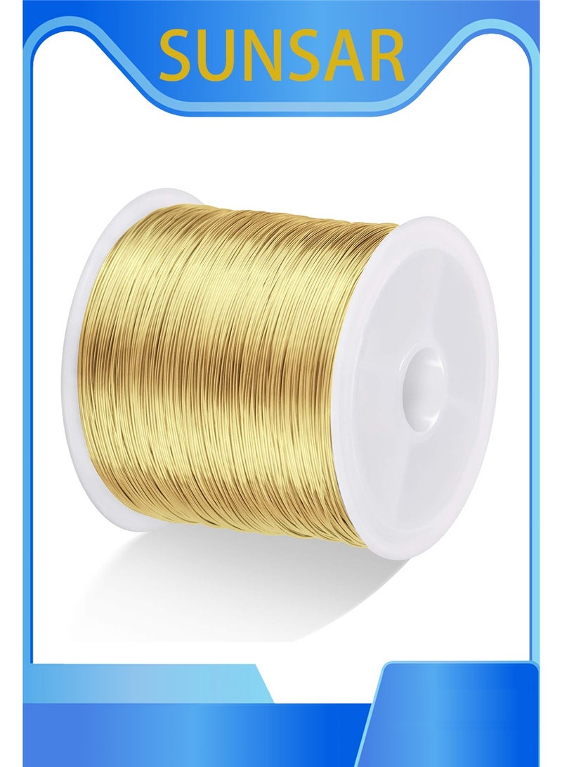 SUNSAR 0.3mm Jewelry Wire, 28 Gauge 328FT Craft Wire Copper Beading Wire for Jewelry Making/Planting/Weaving/DIY Crafting, Soft Metal Wires [100M, Gold] - Image 1