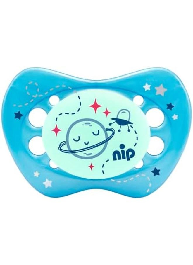 nip Night Soothers Silicone Glow In The Dark 0 6M Made In Germany Planets And Clouds 2 Pcs  - Image 3