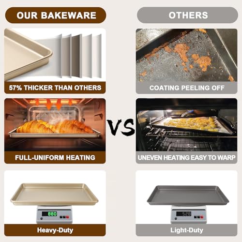 Wildone Baking Sheet Pan Set of 2, Wildone Commercial Cookie Sheets for Baking, Nonstick Carbon Steel Jelly Roll Pan Oven Tray 15x10 Inch, Heavy Duty & Easy Clean - Image 4