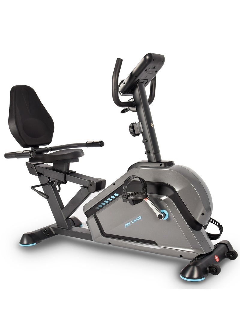 Sky Land - Luxury Exercise Bike with Wheels | Magnetic Recumbent Bike with Backrest Seat, Fit Show App, Bluetooth & Tablet Rack for Home Use - Image 1