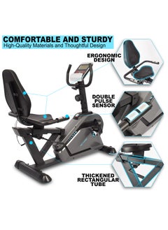 Sky Land Luxury Exercise Bike with Wheels | Magnetic Recumbent Bike with Backrest Seat, Fit Show App, Bluetooth & Tablet Rack for Home Use  - Image 3