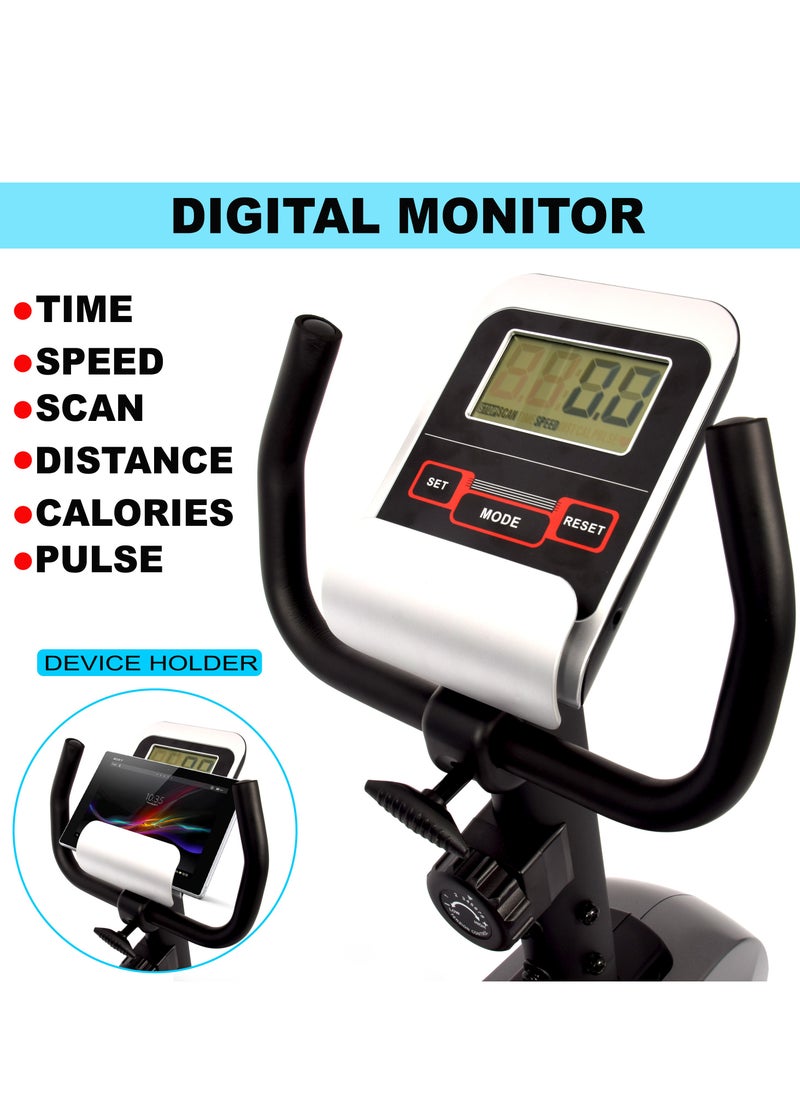 Sky Land - Luxury Exercise Bike with Wheels | Magnetic Recumbent Bike with Backrest Seat, Fit Show App, Bluetooth & Tablet Rack for Home Use - Image 1