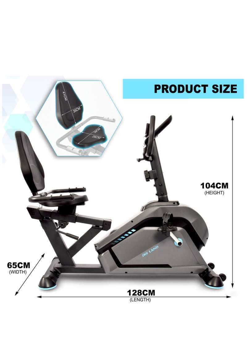 Sky Land - Luxury Exercise Bike with Wheels | Magnetic Recumbent Bike with Backrest Seat, Fit Show App, Bluetooth & Tablet Rack for Home Use - Image 1