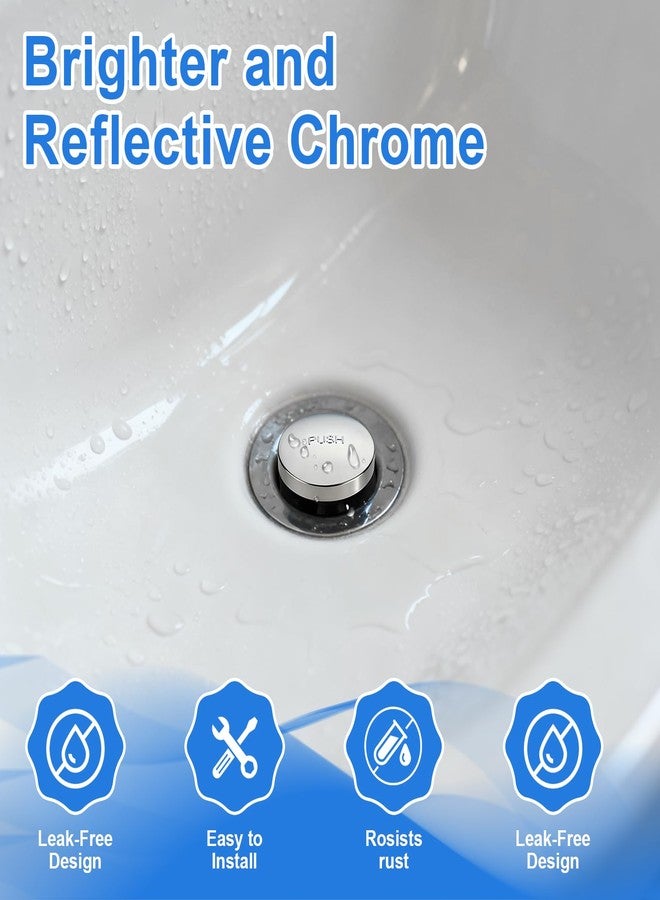 Coolfell 1 Sets Tub Stopper Bathtub Drain Stopper with 3/8'' and 5/16'' Thread Studs Adapter, Bathroom Tub Drain Stopper Compatible with K-1068204 (Chrome Cover) - Image 5