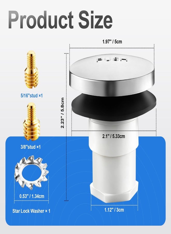 Coolfell 1 Sets Tub Stopper Bathtub Drain Stopper with 3/8'' and 5/16'' Thread Studs Adapter, Bathroom Tub Drain Stopper Compatible with K-1068204 (Chrome Cover) - Image 2