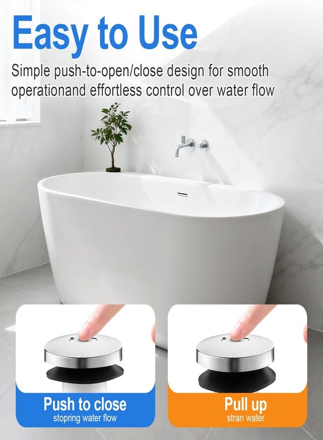 Coolfell 1 Sets Tub Stopper Bathtub Drain Stopper with 3/8'' and 5/16'' Thread Studs Adapter, Bathroom Tub Drain Stopper Compatible with K-1068204 (Chrome Cover) - Image 4