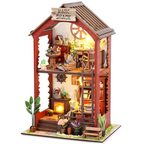 RONSTONE DIY Book Nook Kits Booknook-Creativity 3D Wooden Puzzle Bookend Bookshelf Decor -Booknook Kit for Adults Miniature House Dollhouse Kit with LED Light Crafts for Adult - Image 1
