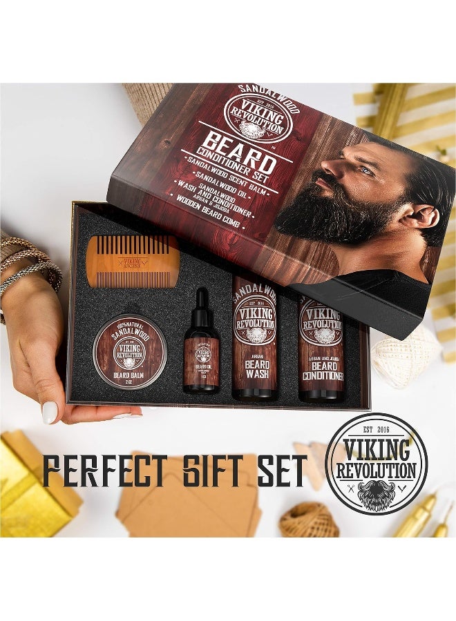 Viking Revolution Ultimate Beard Care Conditioner Kit Beard Grooming Kit For Men SoftensSmoothes And Soothes Beard ItchContains Beard Wash & ConditionerBeard OilBeard Balm And Beard CombSandalwood Scent - Image 4