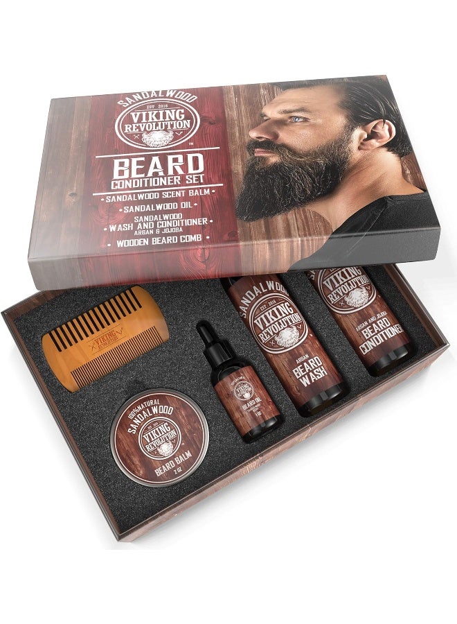Viking Revolution Ultimate Beard Care Conditioner Kit Beard Grooming Kit For Men SoftensSmoothes And Soothes Beard ItchContains Beard Wash & ConditionerBeard OilBeard Balm And Beard CombSandalwood Scent - Image 2