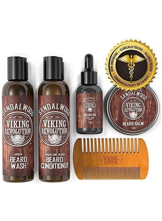 Viking Revolution Ultimate Beard Care Conditioner Kit Beard Grooming Kit For Men SoftensSmoothes And Soothes Beard ItchContains Beard Wash & ConditionerBeard OilBeard Balm And Beard CombSandalwood Scent - Image 3