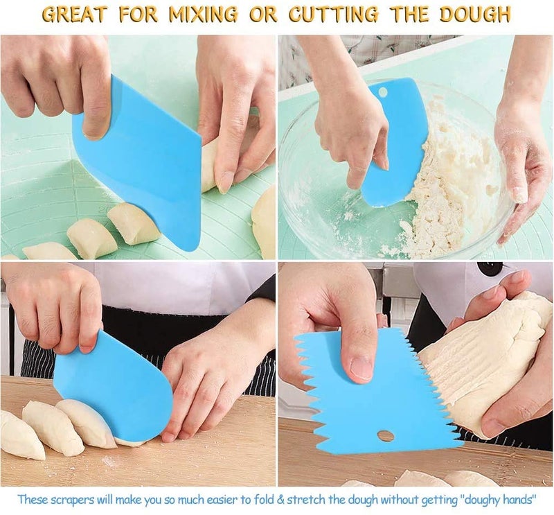 CONNECTWIDE CONNECTWIDE 3Pcs ABS Dough Cutter Scrappers FoodSafe Bread Dough Scraper Flexible Practical Bench Cake Scraper Jagged Edges Scraper Curved Edge Scraper Flat Edge Scraper Multipurpose  - Image 4