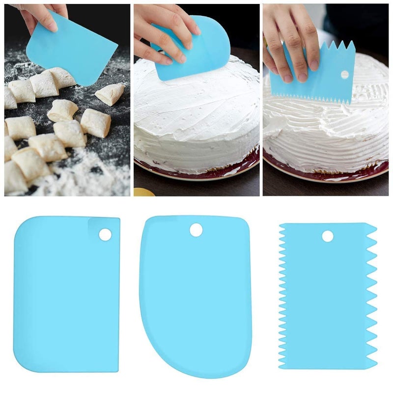 CONNECTWIDE CONNECTWIDE 3Pcs ABS Dough Cutter Scrappers FoodSafe Bread Dough Scraper Flexible Practical Bench Cake Scraper Jagged Edges Scraper Curved Edge Scraper Flat Edge Scraper Multipurpose  - Image 2