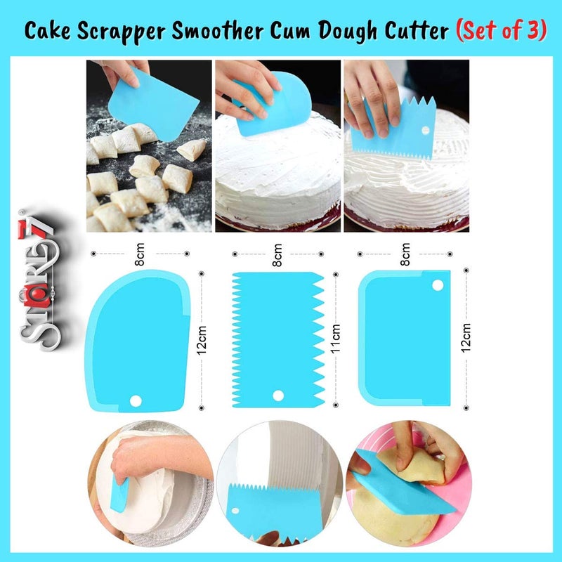 CONNECTWIDE CONNECTWIDE 3Pcs ABS Dough Cutter Scrappers FoodSafe Bread Dough Scraper Flexible Practical Bench Cake Scraper Jagged Edges Scraper Curved Edge Scraper Flat Edge Scraper Multipurpose  - Image 3