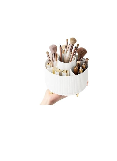 Rotating makeup organizer for dressing table in carton, 5 compartments, multi-use, very high quality, available in 3 colors B (white)