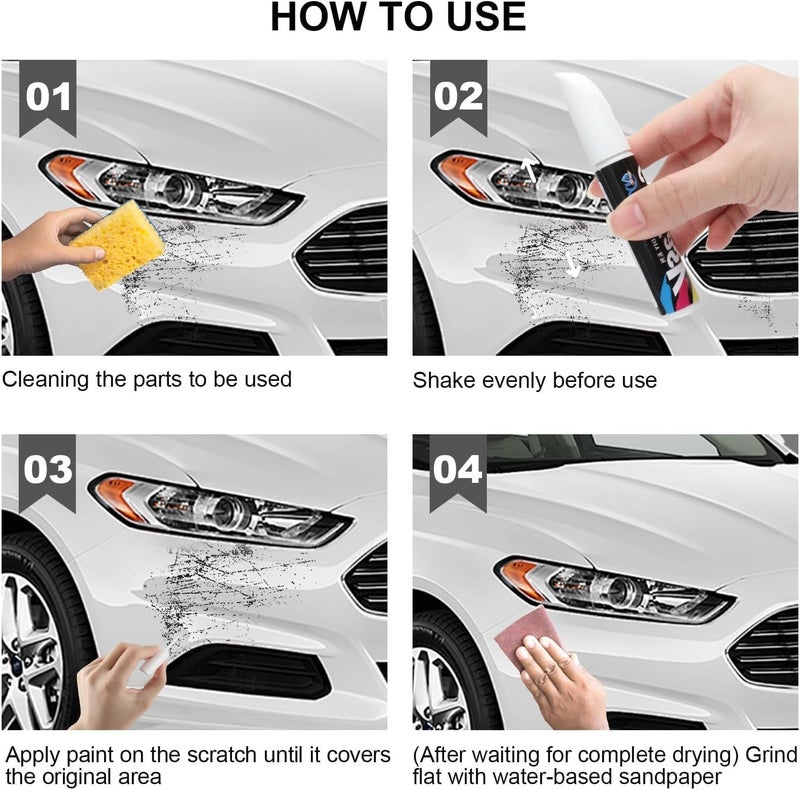 CHEENNY Car Scratch Remover Touch Up Paint Pen Automotive Car Paint Pen 2 In 1 Car Paint Scratch Repair for Deep Scratches Special-Purpose Car Paint (Arctic White) - Image 3