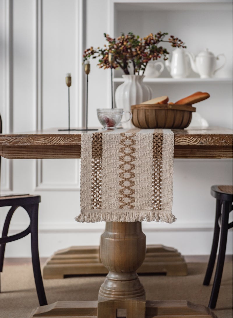 bbet Table Runner,Dining Table Accessories Bohemian Table Runner for Home Decoration, Restaurant Decoration, Table Runner Set  with Tassels 30*180cm Runner Table Coffee Table Cover  Table Decoration - Image 1