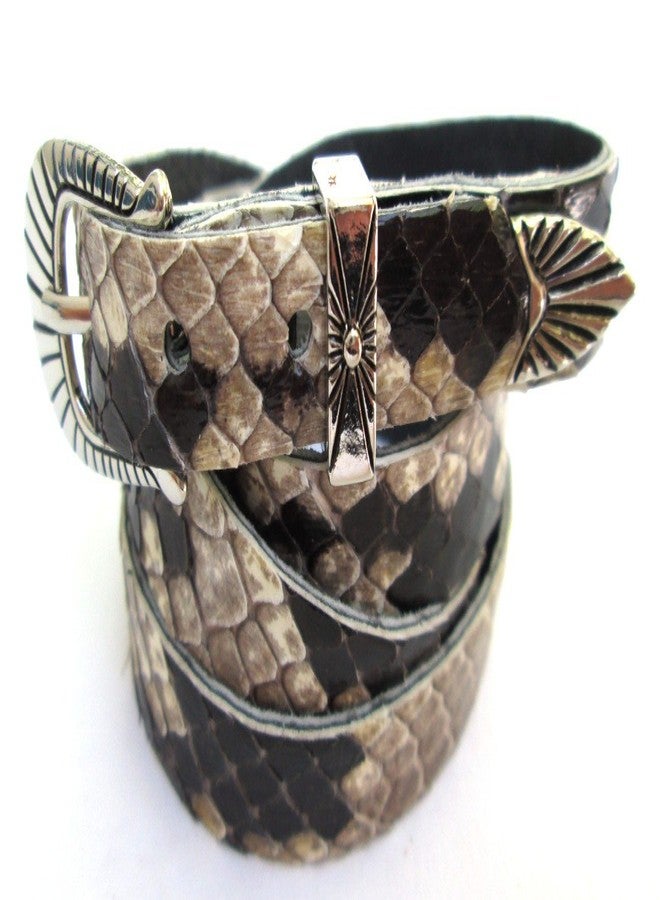 Dangerous Threads Western Hatband Black & White Genuine Python Snake Skin with 3 Pc Buckle Set - Image 1