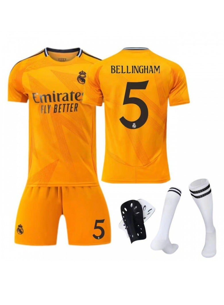 general 2425 Real Madrid away football uniform set orange 5 Bellingham jersey with socks for fans teenagers and adults gifts  - Image 2
