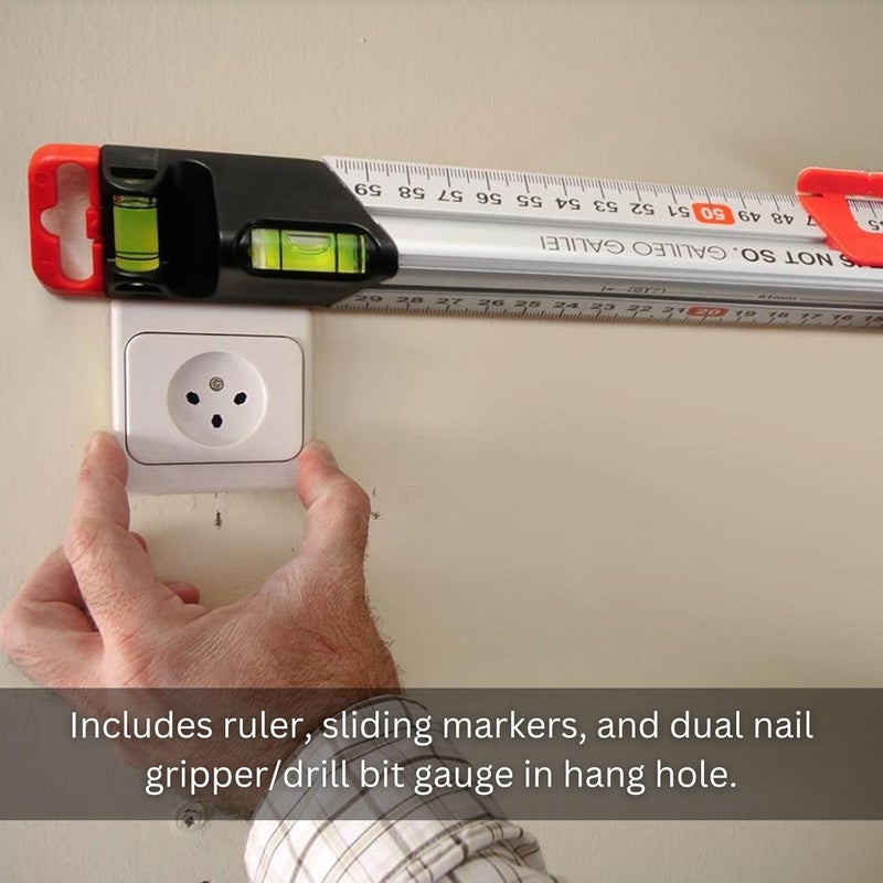 Kapro 313 Measure Mate - Ultimate Home-Improvement Tool - With Level and Ruler - Features Sliding Markers and Knife Guide - Includes Nail Gripper and Drill Bit Gauge - 12 Inch - Image 4