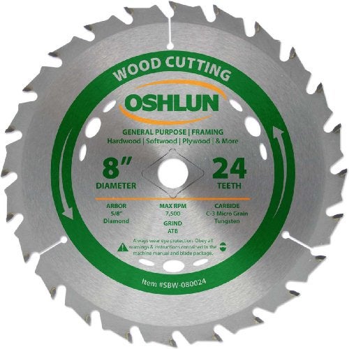 Oshlun SBW-080024 8-Inch 24 Tooth ATB General Purpose and Framing Saw Blade with 5/8-Inch Arbor (Diamond Knockout) - Image 2