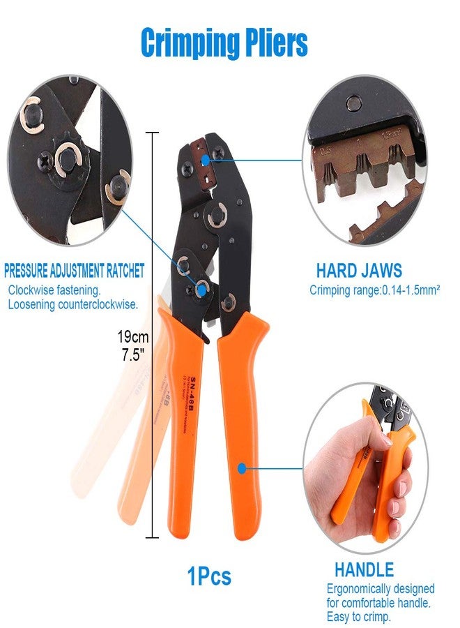 Glarks Self-Adjusting Wire Terminals Crimping Pliers Tool AWG26-16(0.5-1.5mm²) with 315Pcs 2.8mm 4.8mm 6.3mm Male/Female Wire Spade Connectors Terminals Crimper Kit - Image 3