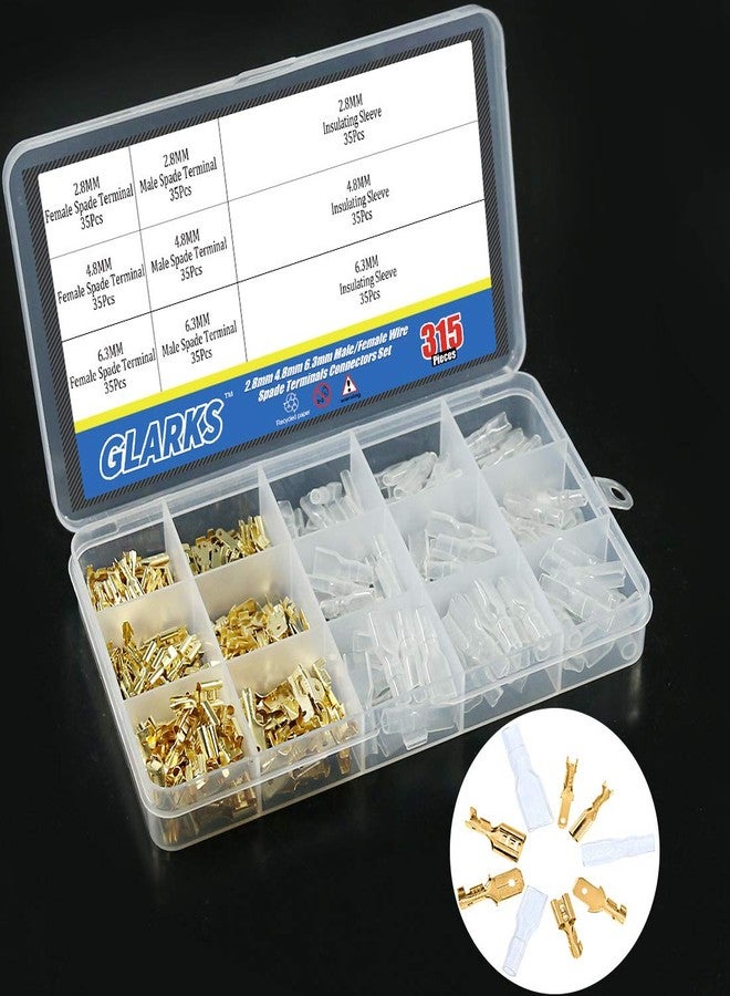 Glarks Self-Adjusting Wire Terminals Crimping Pliers Tool AWG26-16(0.5-1.5mm²) with 315Pcs 2.8mm 4.8mm 6.3mm Male/Female Wire Spade Connectors Terminals Crimper Kit - Image 5