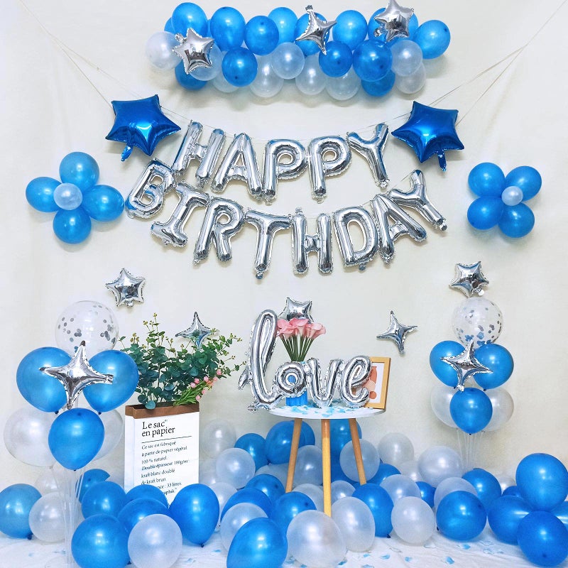 iPartycool 78Pcs Birthday Party Decorations 3D Foil Happy Birthday Banners Rose petals 32in Love Balloon 12pcs Star Balloon 52pcs Latex Confetti Birthday Balloons for Adults Women Men Boy 2SB - Image 2