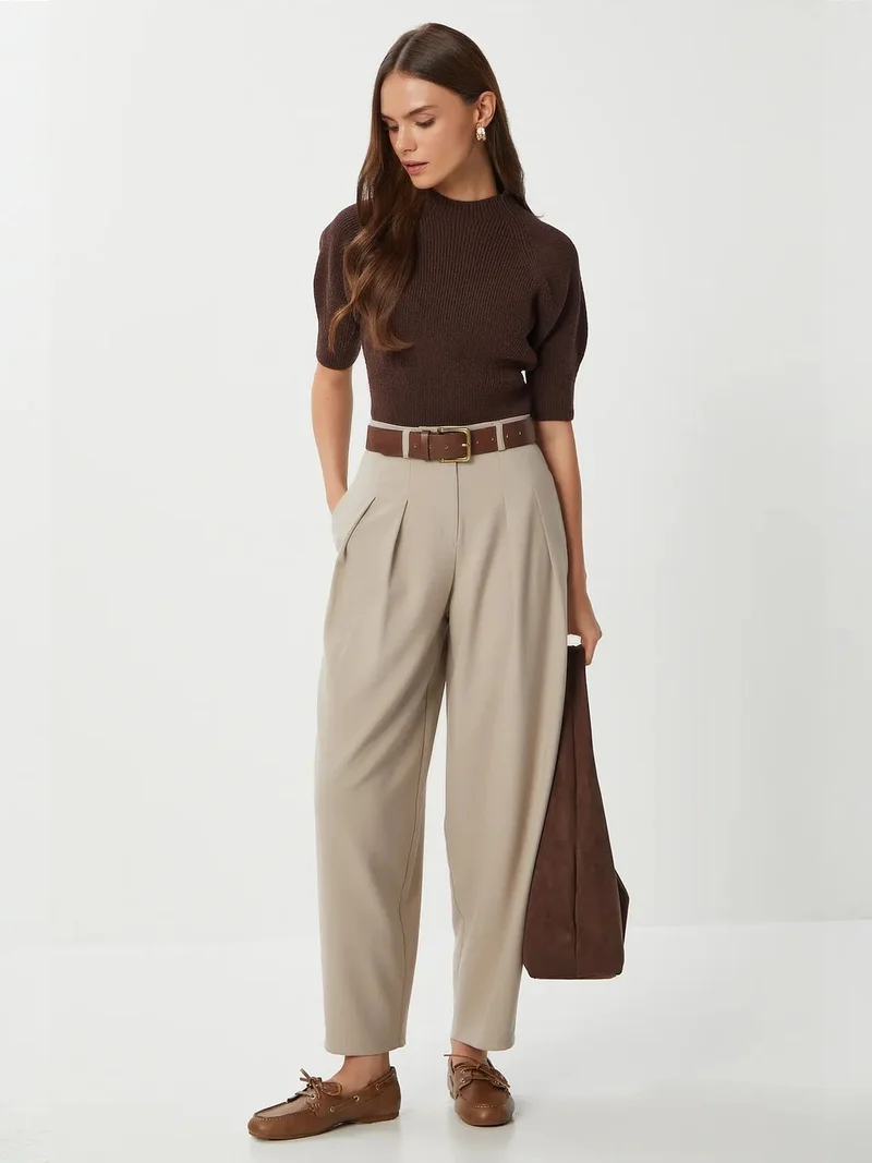 Happiness İstanbul ISTANBUL High Waist Pleated Tailored Trousers