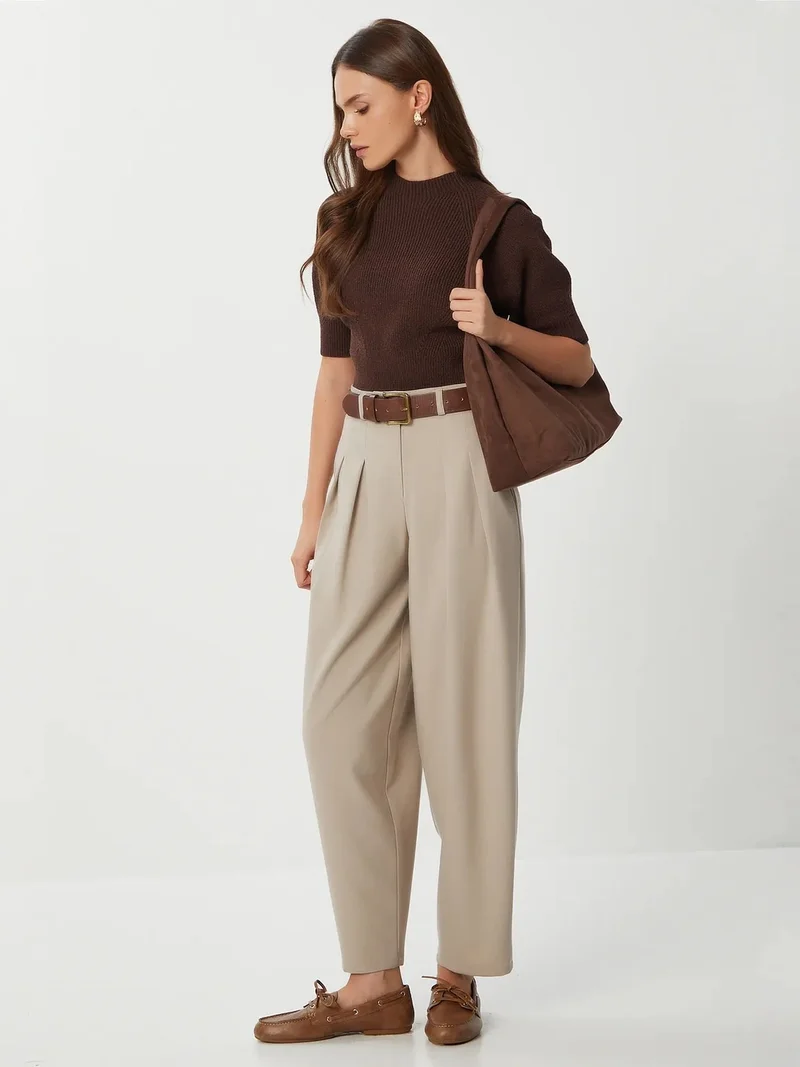 Happiness İstanbul ISTANBUL High Waist Pleated Tailored Trousers