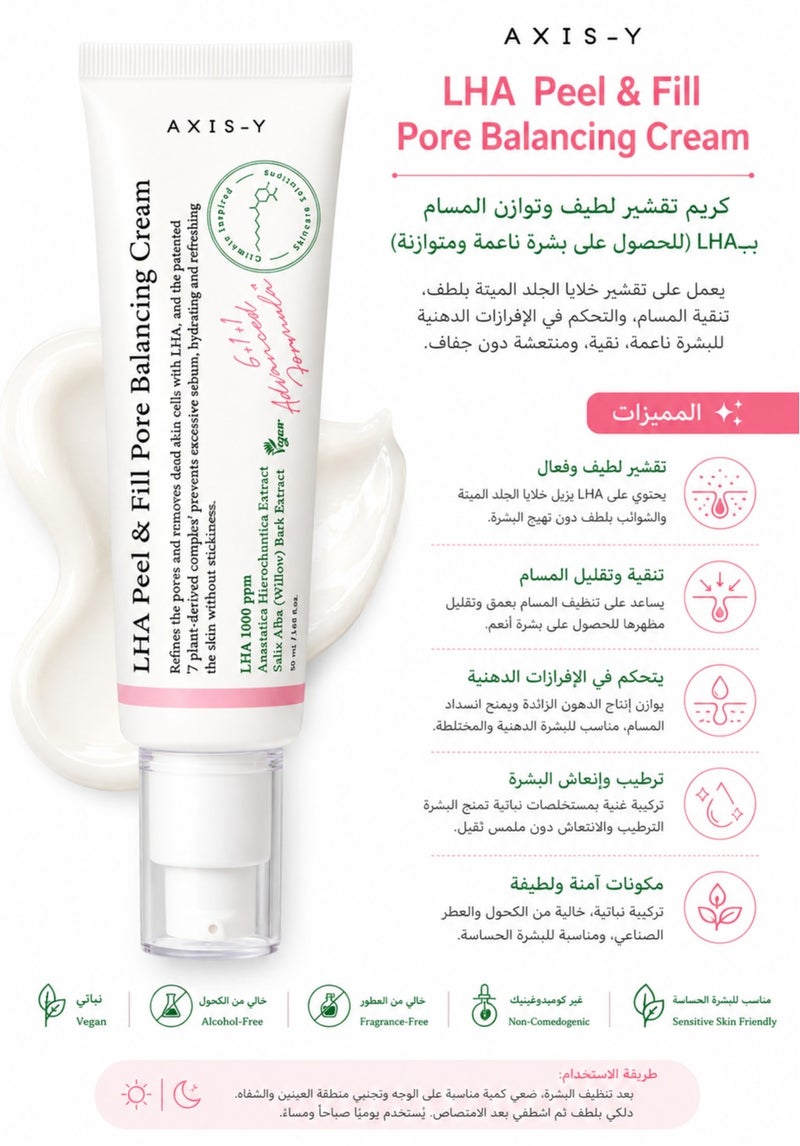 AXIS-Y LHA Peel & Fill Pore Balancing Cream - Secret to Smooth and Flawless Glass Skin - 50ml - Image 1