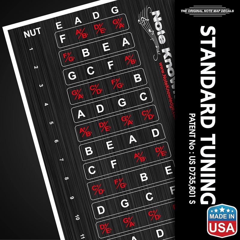 Note Knowledge Bass Guitar Fretboard Note Map Decals/Stickers for Learning Notes, Chords & Scales. - Image 4