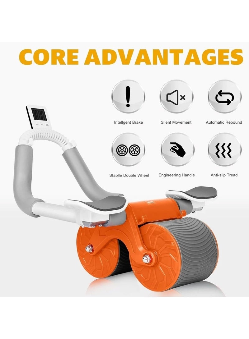 Compact Ab Roller Wheel with Stainless Steel Hub White/Orange, 12cm - Image 1